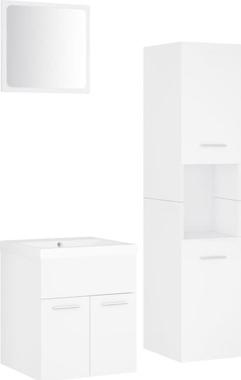 vidaXL Waschtisch mit Waschbecken, Spiegel & Säule L41xB38.5xH46cm Weiß