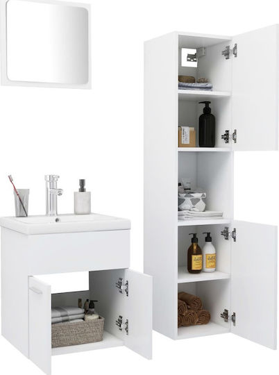 vidaXL Waschtisch mit Waschbecken, Spiegel & Säule Mattlack L41xB38.5xH46cm Weiß