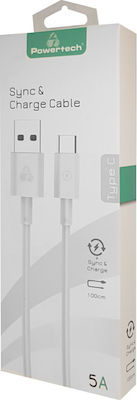 Powertech USB 3.0 Cable USB-C male - USB-A male Λευκό 1m (PTR-0079)