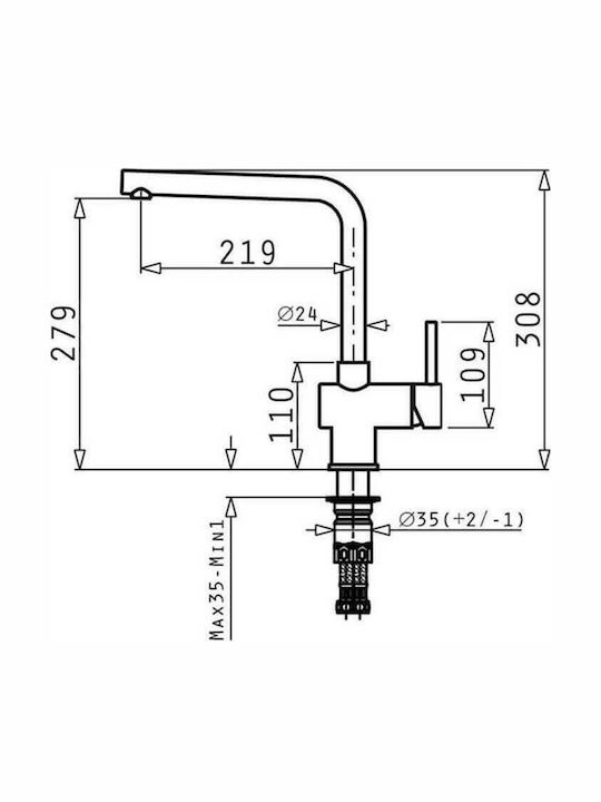 Pyramis Mandolin PVD Kitchen Faucet Counter Gold