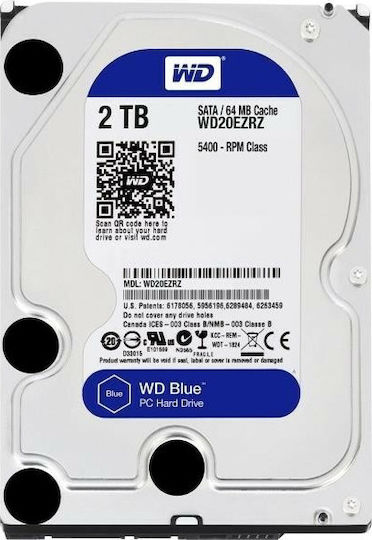 Western Digital Blue 2TB HDD Hard Drive 3.5" SATA III 5400rpm with 256MB Cache for Desktop WD20EZAZ