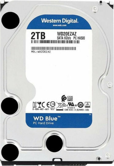 Western Digital Blue 2TB HDD Hard Drive 3.5" SATA III 5400rpm with 256MB Cache for Desktop WD20EZAZ
