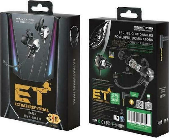 WK ET-Y30 In Ear Gaming Headset με σύνδεση 3.5mm Κόκκινο