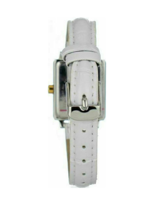 Justina Watch with White Leather Strap 21992A