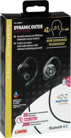 Lampa Gold Line In-ear Bluetooth Handsfree Ακουστικά με Αντοχή στον Ιδρώτα Μαύρα
