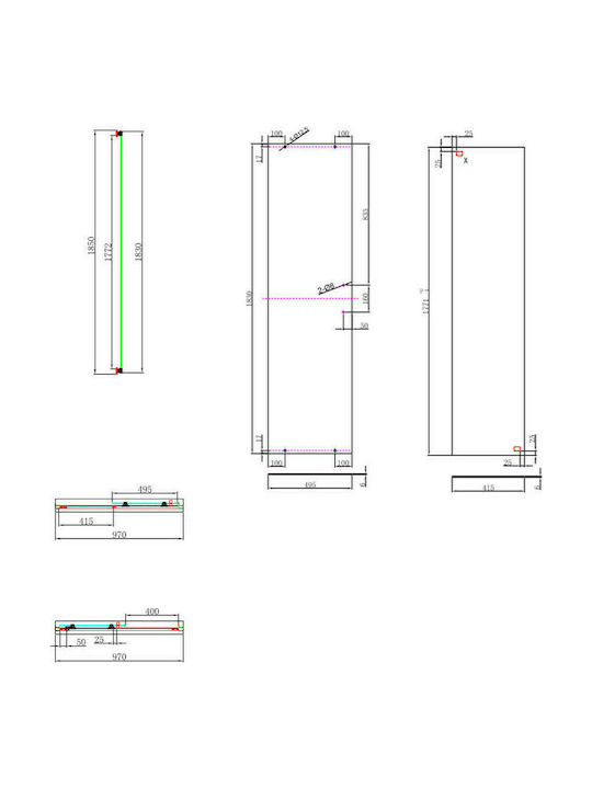 Axis Slider 1+1 Διαχωριστικό Ντουζιέρας με Συρόμενη Πόρτα 97-101x185cm Clean Glass Chrome