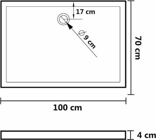 vidaXL Правоъгълена Акрил душ 70x100см Черно