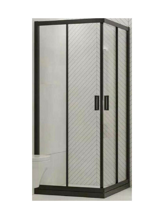 Gloria Nera America 38-5480 Cabin for Shower with Sliding Door 80x80x185cm Black