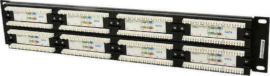 Gembird Patch Panel για Rack 2U 19" 48 Θυρών cat6 Μαύρο