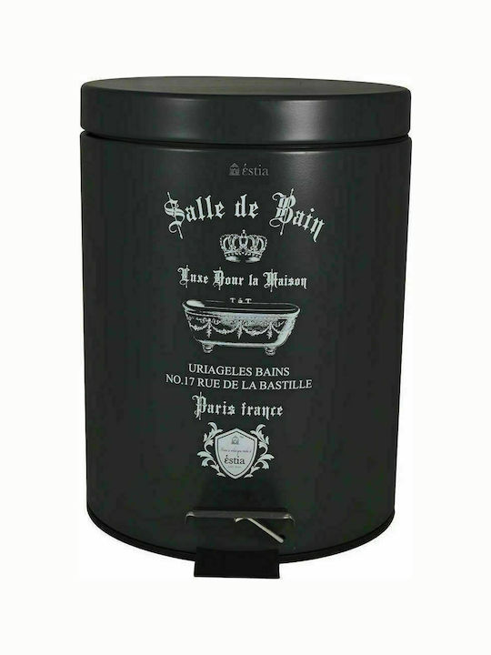 Estia Metallic Toilet Bin 5lt Black Matt