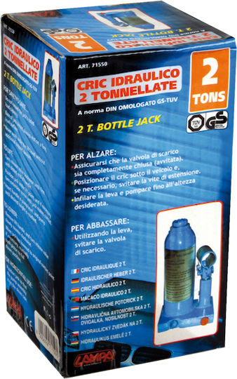 Lampa Hydraulic Bottle Jack with Lifting Capacity up to 32.5cm and Weight Capacity up to 2 Tons