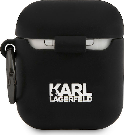 Karl Lagerfeld Choupette Fun Silicone Case with Keychain Black for Apple AirPods