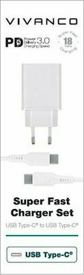 Vivanco Charger with USB-C Port and Cable USB-C Power Delivery Whites (60811)