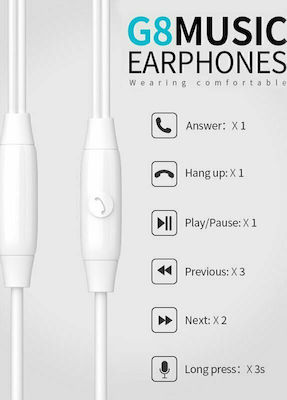 Celebrat G8 Earbuds Handsfree with 3.5mm Connector White