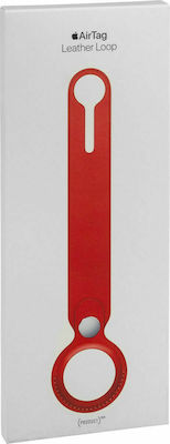 Apple Leather Loop Θήκη Μπρελόκ Δερμάτινη για AirTag σε Κόκκινο χρώμα