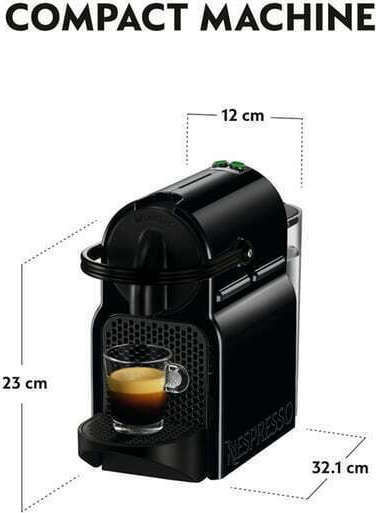 De'Longhi Inissia Pod Coffee Machine Nespresso Pressure 19bar Black
