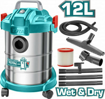 Total Wet-Dry Vacuum for Dry Dust & Debris 800W with Waste Container 12lt