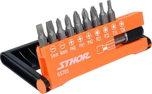 Sthor Set 10 Schraubendreher-Bits Gerade / Kreuz / Torx Set