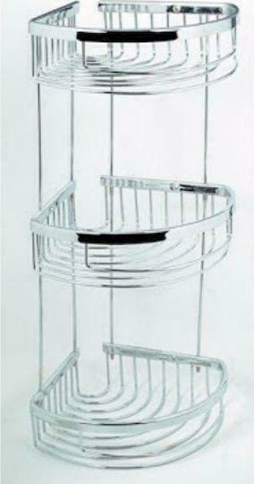 Tema Colțar Montat pe perete Raft Baie Metal cu 3 Rafturi 20x20x52cm Argintie Tema Colțar Montat pe perete Raft Baie Metal cu 3 Rafturi 20x20x52cm Argintie