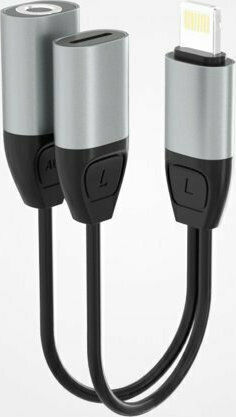 Dudao L17i Конвертор Lightning мъжки към 3.5mm / Lightning женски Сив 1бр