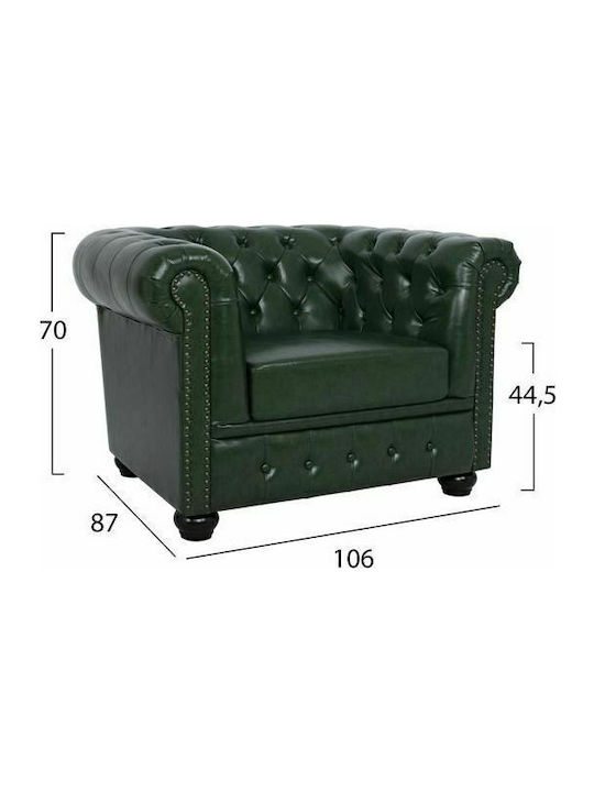 Chesterfield Armchair from Leatherette Cypress Green 106x87x70cm