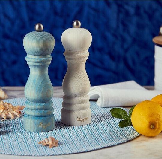 Bisetti Vintage Χειροκίνητος Μύλος Αλατιού Ξύλινος σε Λευκό Χρώμα 19cm