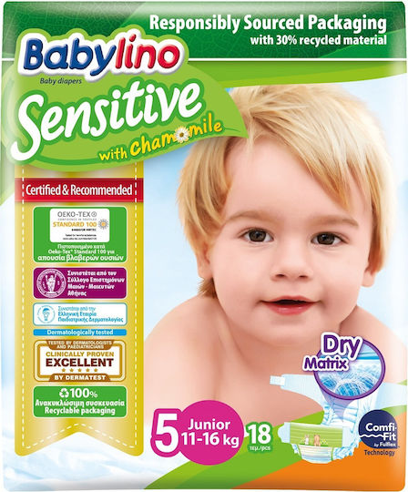 Babylino Tape Diapers Chamomile No. 5 for 11-25kg 18pcs