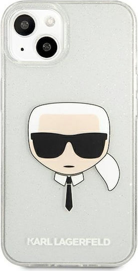 Karl Lagerfeld Glitter Karl`s Head Задна корица Пластмаса Сребрист (iPhone 13 mini)