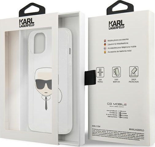 Karl Lagerfeld Glitter Karl`s Head Задна корица Пластмаса Сребрист (iPhone 13 mini)