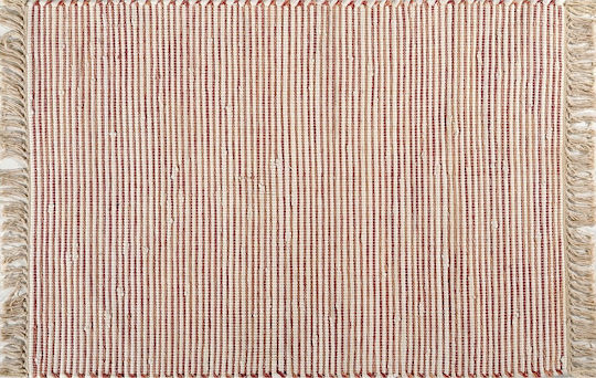 Tzikas Carpets 30160-012 Handgefertigt Teppich Außenbereich Rechteckig Synthetisch,Polyester/Cotton/Leather mit Fransen Beige - Red