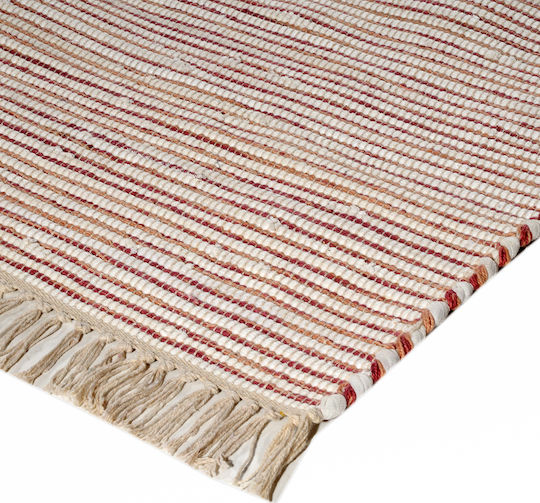 Tzikas Carpets 30160-012 Handgefertigt Teppich Außenbereich Rechteckig Synthetisch,Polyester/Cotton/Leather mit Fransen Beige - Red