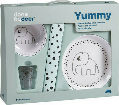 Done by Deer Feeding Set Happy Dots made of Melamine Blue 4pcs