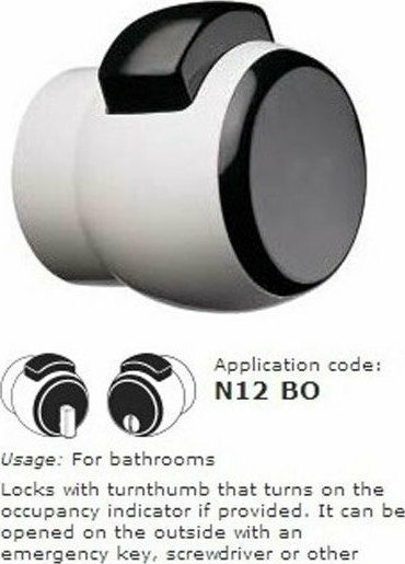 Meroni Serrature Knob Lock White with Button Hotel Use