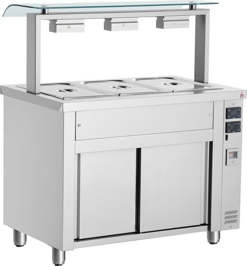Inomak Vitrină încălzită Ben Marie cu 5 Locuri pentru Gastronomi și Putere 5100W L179.5 x l70 x Î131.5 cm