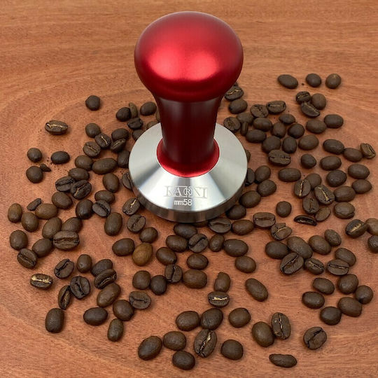 Karni Tamper with Flat Surface 58mm in Red Color