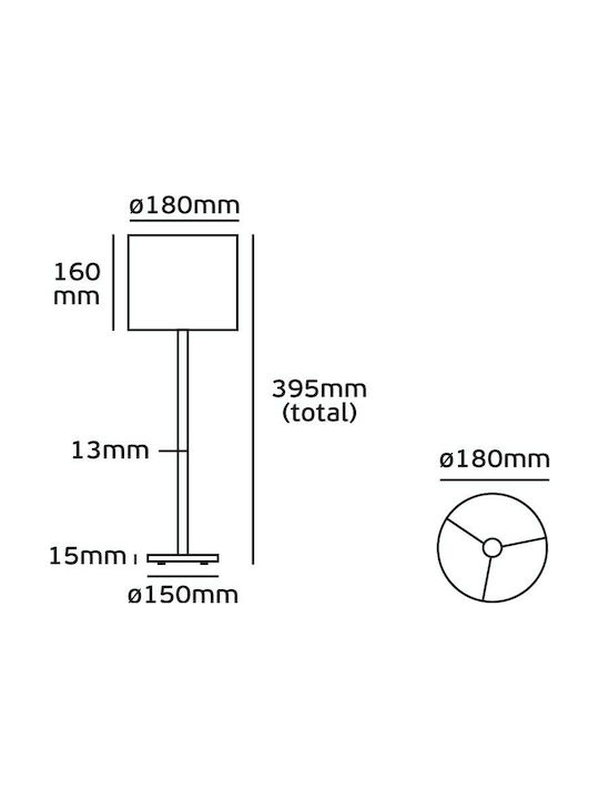 VK Lighting Metal Table Lamp for Socket E27 with Green Shade and White Base