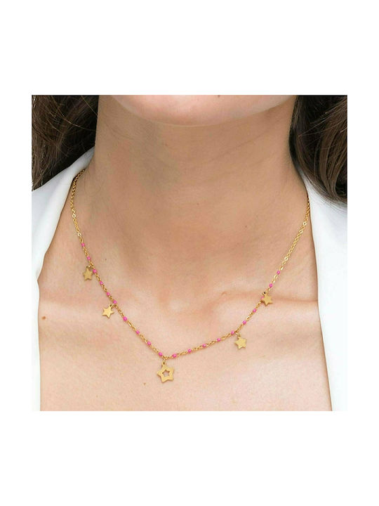 Luca Barra Halskette mit Design Stern aus Vergoldet Stahl