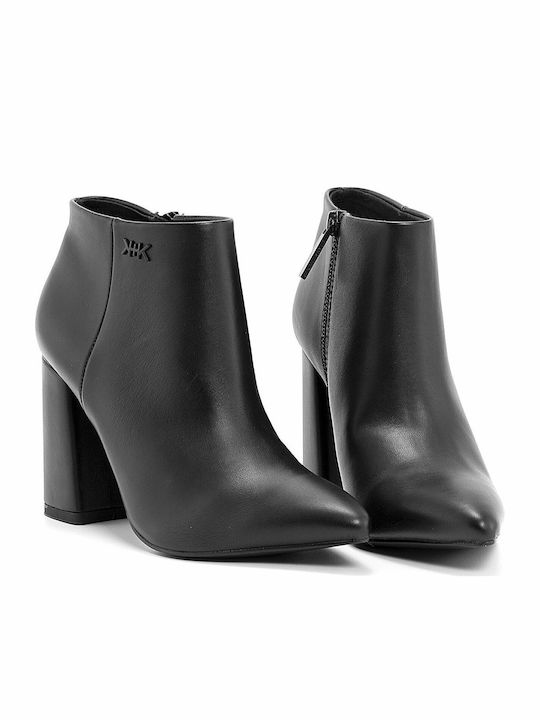 Zain Leather Women's Ankle Boots with High Heel Black