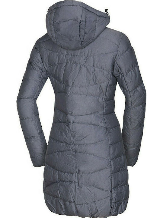 Northfinder Norah Women's Long Puffer Jacket for Winter Gray