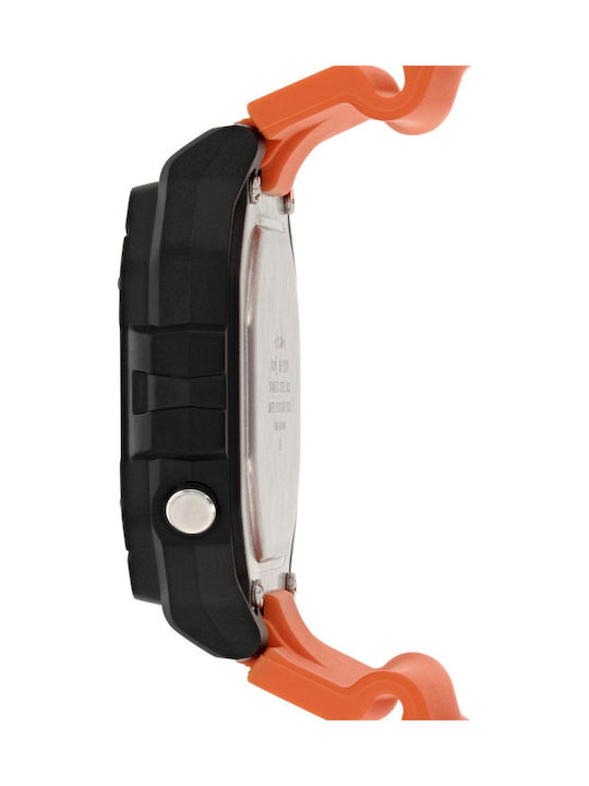 Casio Digital Uhr Chronograph Batterie mit Orange Kautschukarmband