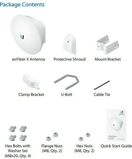 Ubiquiti airFiber X 5G23-S45 Εξωτερική Κεραία WiFi Παραβολική 23dBi με σύνδεση Ethernet
