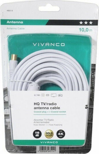 Vivanco Antenna Cable Coax male - Coax female White 10m (48514) 1pcs