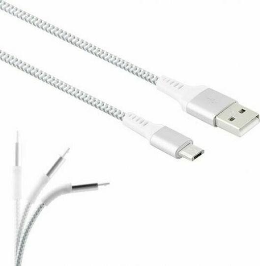 Lamtech Braided USB 2.0 to micro USB Cable Ασημί 2m (LAM450275)
