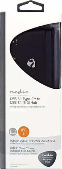Nedis USB-Hub 4 Anschlüsse USB 3.0 mit Anschluss an einen Computer USB-C
