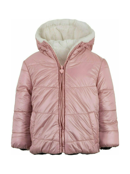 Losan Kids Fur Coat Short Double Sided with Hood Pink 126-2012AL