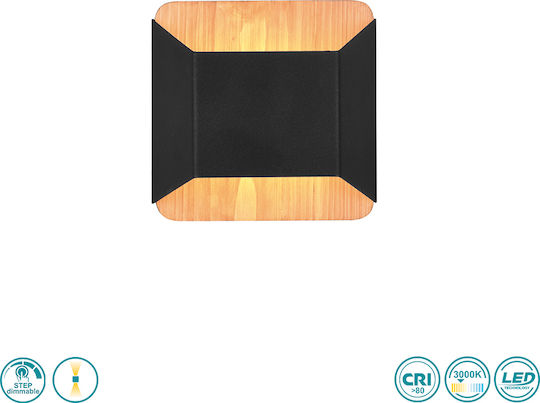 Trio Lighting Arino Modern Leuchte Wand mit Integrierter LED und Warmweißes Licht Schwarz 12x12cm