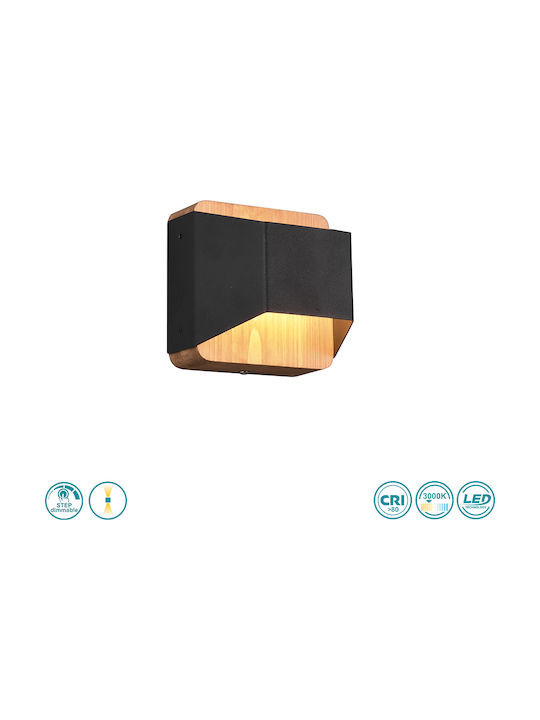 Trio Lighting Arino Μοντέρνο Φωτιστικό Τοίχου με Ενσωματωμένο LED και Θερμό Λευκό Φως Μαύρο 12x12εκ.