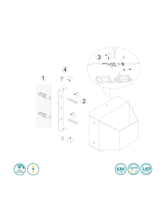 Trio Lighting Arino Μοντέρνο Φωτιστικό Τοίχου με Ενσωματωμένο LED και Θερμό Λευκό Φως Μαύρο 12x12εκ.