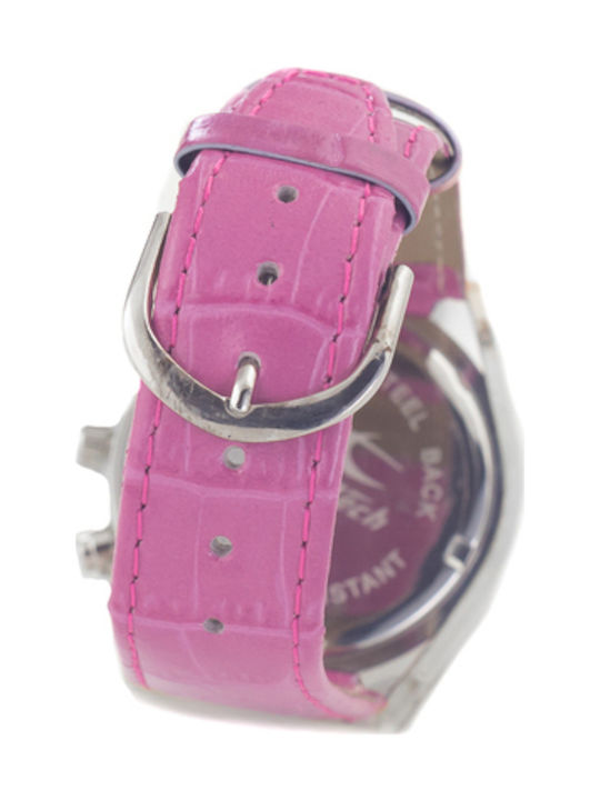 Chronotech Watch Chronograph with Fuchsia Leather Strap