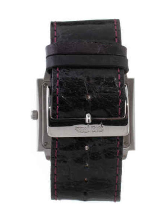 Folli Follie Watch with Black Leather Strap